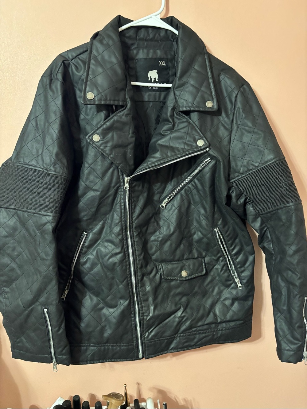 American Stitch Black Quilted Bomber Jacket